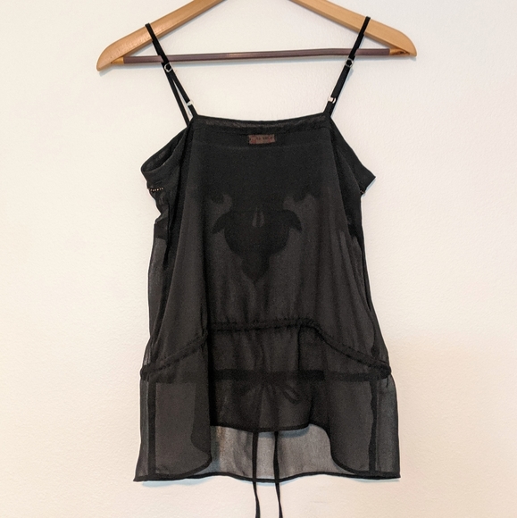 Sheer drawstring waist embroidered beaded tank - Picture 8 of 8